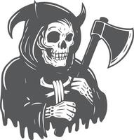 skull with axe illustration vector