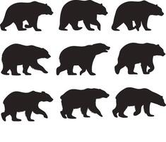 bear graphics silhouette set vector