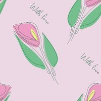 Calla lily pattern drawn in one line vector
