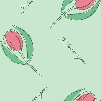 Tulip pattern drawn in one line vector