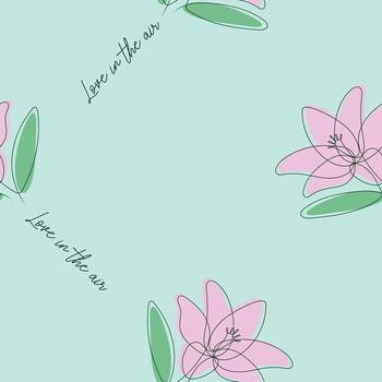 Lily pattern drawn in one line vector