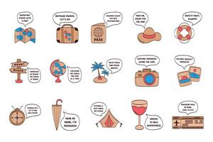 Travel Collection Sticker Set With Text vector