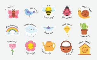 Spring Cute Stickers vector
