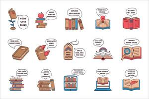 Book Reading Sticker Illustration With Text vector