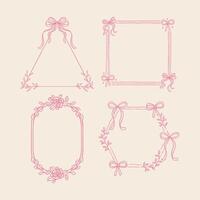 A collection elegant and vintage frames featuring floral, bow, and ribbon elements vector
