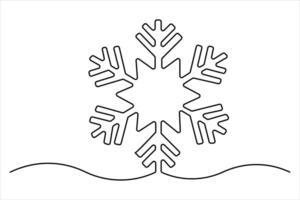Snowflake Continuous one Line drawing of winter editable stroke. Doodle illustration vector