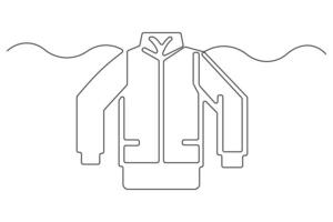 Continuous one line drawing Jacket concept single line outline art illustration vector