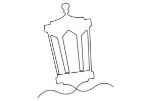 Continuous one line drawing of Ramadan kareem symbol isolated on white background outline art illustration vector