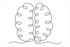 Simple illustration of human brain symbol continuous single line art vector