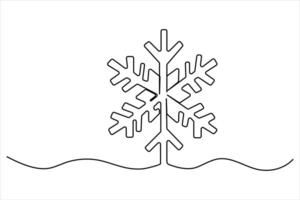 Simple illustration of Snowflake continuous one line art bee outline vector