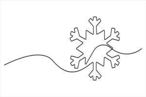 One continuous line drawing of Snowflake style Hand drawn minimalism design illustration vector