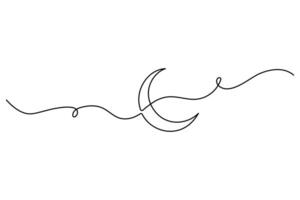 Continuous one line Moon concept single line outline art illustration vector