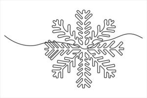 Snowflake single line art drawing continuous art isolated on white minimalist style vector