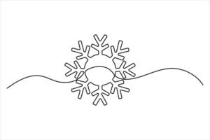Snowflake continuous single line art drawing of concept doodle style outline illustration vector