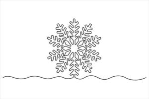 Snowflake continuous single line art drawing Minimalistic Doodle art illustration vector