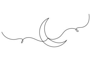 Continuous one line Moon concept single line outline art illustration vector