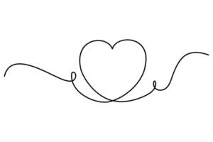 Continuous one line drawing of Heart outline art illustration isolated on white background vector