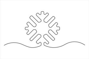 Continuous One line drawing of Snowflake single line art illustration Editable stroke. isolated on white background vector