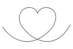 Continuous one line drawing of Heart symbol Doodle art illustration vector