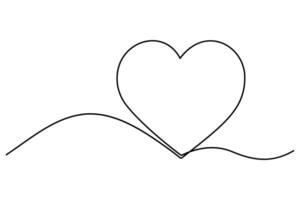 Continuous one line drawing of Heart symbol outline art illustration vector