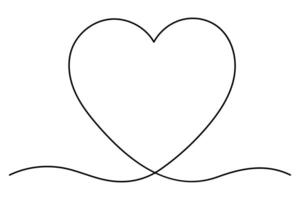 Continuous one line Heart symbol outline art illustration vector