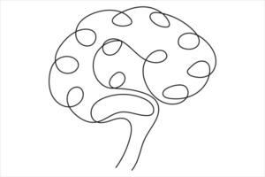 Human brain symbol continuous one single line drawing of human brain art illustration vector