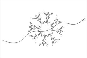 Snowflake continuous single line art drawing outline vector