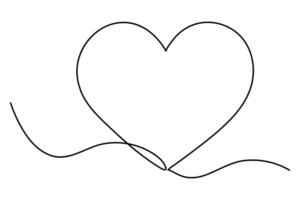 Continuous one line Heart symbol outline art illustration vector