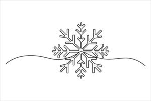 Continuous Snowflake one line hand draw sketch and outline art illustration of minimalist vector