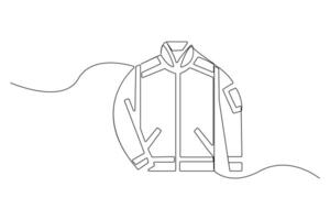 Continuous one-line Jacket symbol outline art illustration for minimalist and modern designs vector