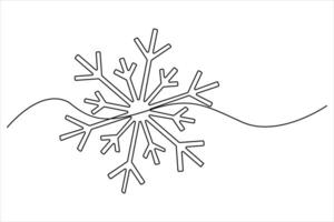 Continuous single line art drawing of Snowflake icon outline illustration vector
