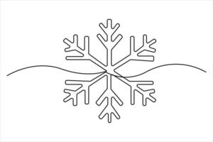Snowflake continuous single line hand drawn to outline art illustration vector