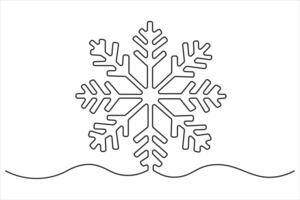 Continuous line drawing of Snowflake concept single line art illustration vector