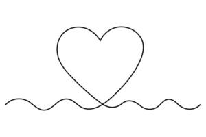Continuous one line Heart concept single line outline art illustration vector