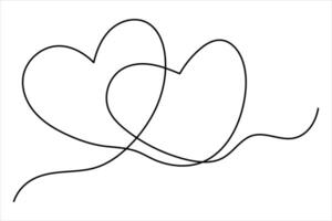 Two hearts symbol illustration continuous single line drawing two heart symbol icon outline vector