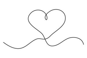 Continuous one line drawing of Heart isolated outline art illustration vector