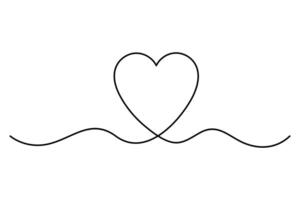 Continuous one line drawing of Heart concept isolated art illustration vector