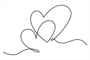 Simple illustration of Two hearts continuous one line art bee outline vector