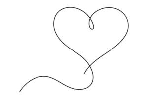 Continuous one line drawing of Heart concept outline art illustration isolated on white background vector