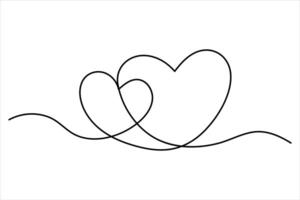 Human brain symbol continuous one single line drawing of Two hearts art illustration vector