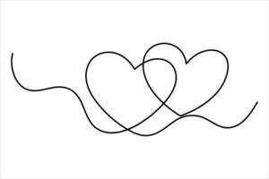 Two hearts symbol continuous one line art drawing of Two hearts symbol design outline vector