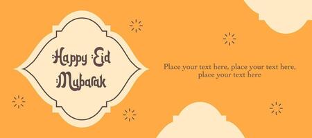 Happy Eid Mubarak, Ramadan Kareem greeting, pattern illustration on orange background for card, poster and banner vector