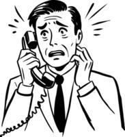 Panic call character illustration in hand drawn style vector