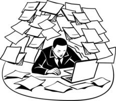 A hand drawn illustration depicting work overload vector