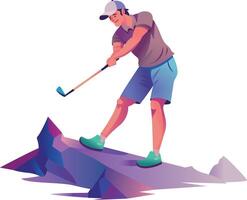 Golf player character illustration in flat style vector
