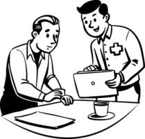 Doodle illustration depicting office talk between colleagues vector