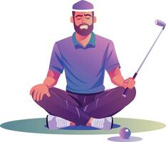 A flat style illustration of meditating golfer vector