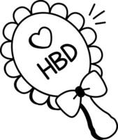 Happy birthday wish written on a placard, icon in drawing style vector