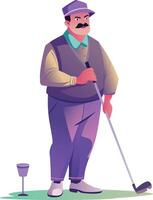 A flat character illustration of golfing male player vector
