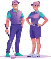 Flat illustration depicting golfing people vector